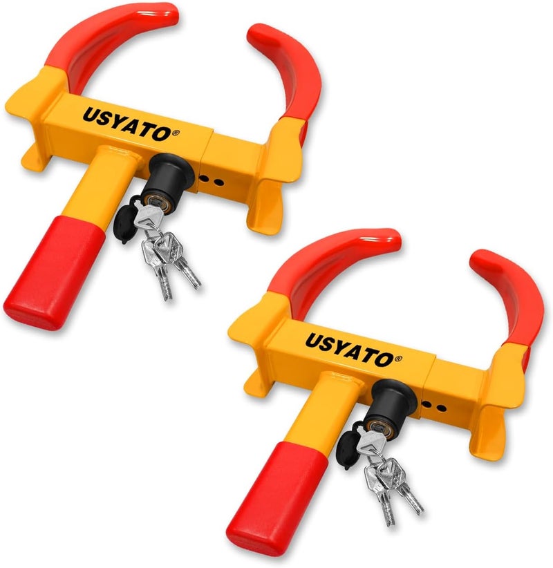 USYATO 2Pcs Universal Heavy Duty Wheel Lock - Anti Theft Trailer Lock & Car Boot, Adjustable Security Tire 11.4" for Trailers, Cars, Golf Cart, ATV, SUV, RV, Boat, Camper, Motorcycle | Includes 2 Keys - Image 1